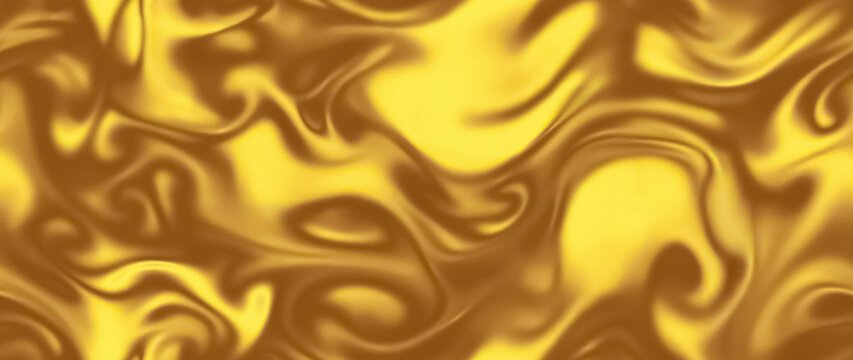 Seamless liquid gold wave texture. Abstract metallic background with fluent ripples