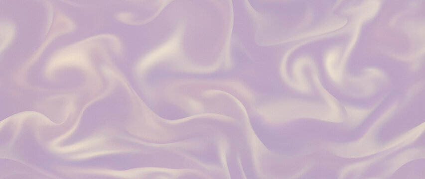 Seamless lavender liquid silk texture. Abstract purple satin fabric wavy background