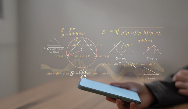 Geometry Mathematical Formulas for Triangle Area and Trigonometric Calculations Education