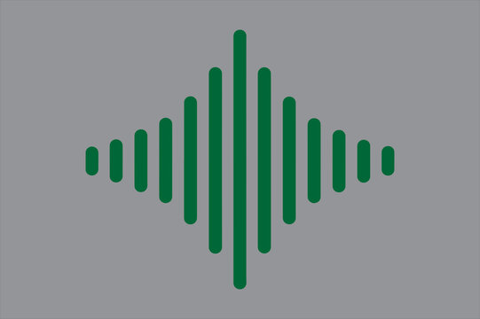 Green sound wave frequency visualizer on grey background with frequency