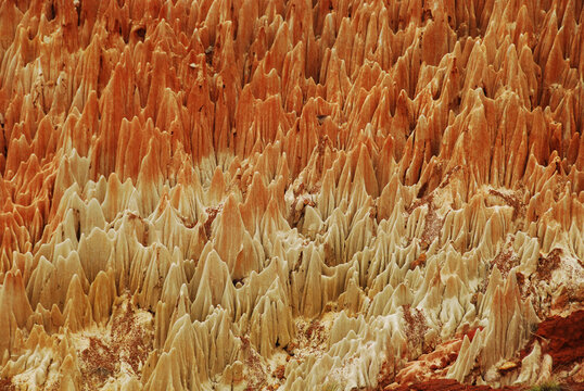 Madagascar, Tsingy Rouge, natural red chalky formation in the nature