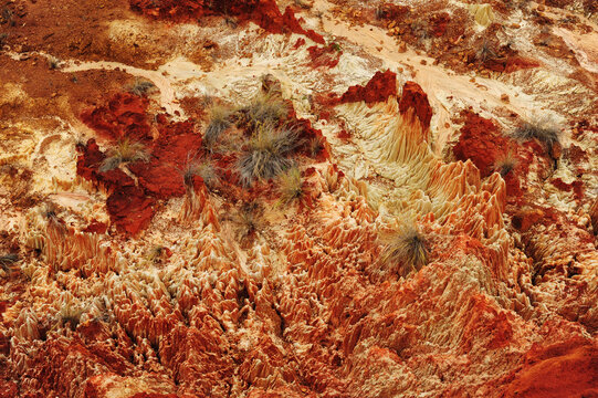 Madagascar, Tsingy Rouge, natural red chalky formation in the nature