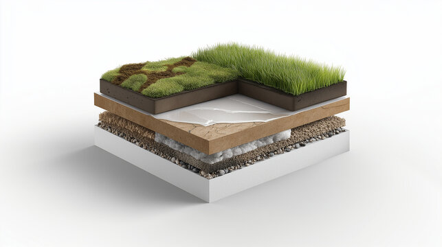 Technical Diagram Of Sustainable Green Roof Layers Featuring Soil And Drainage