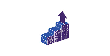 Fototapeta premium Isometric Digital Growth Staircase Vector Illustration