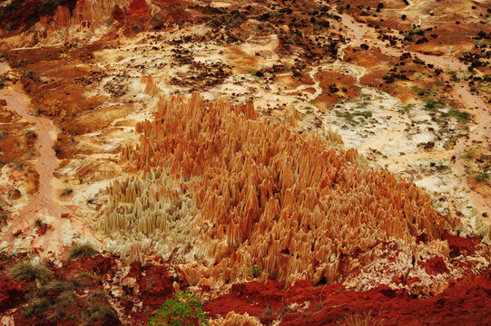 Madagascar, Tsingy Rouge, natural red chalky formation in the nature