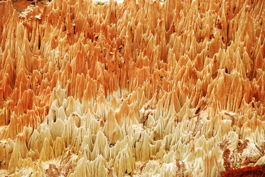 Madagascar, Tsingy Rouge, natural red chalky formation in the nature