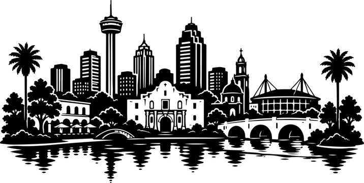 San Antonio Texas city skyline silhouette vector illustration