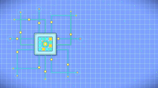 Abstract Light Blue Microchip Circuit Board Motion Graphics Background