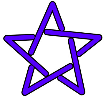 Purple Five Pointed Star Outline - Bold Hand Drawn Icon, Transparent Background