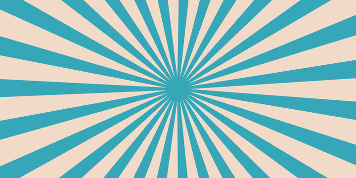 Sunlight wide retro faded background. Turquoise and beige color burst background. Fantasy Vector illustration. Magic Sun beam ray pattern background. Old paper. starburst wallpaper