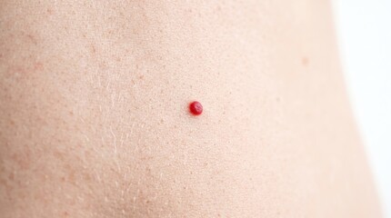 Fototapeta premium Close up macro photograph of cherry angioma red spot mole on human skin