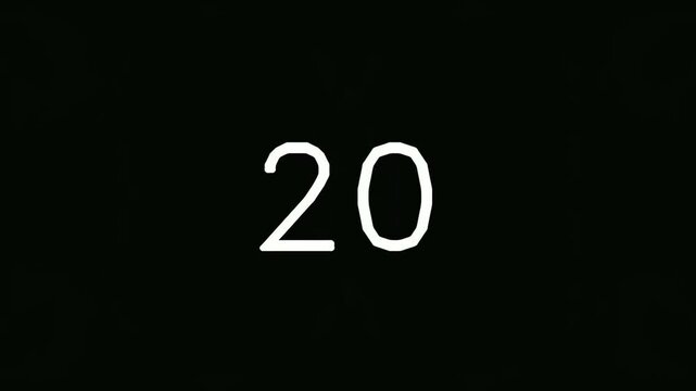 Minimalist black background with white number twenty