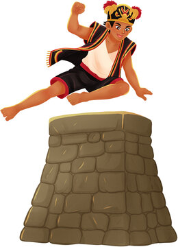 Nias Hombo Batu Stone Jumping Illustration