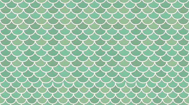 Teal and mint green scalloped fish scale pattern background