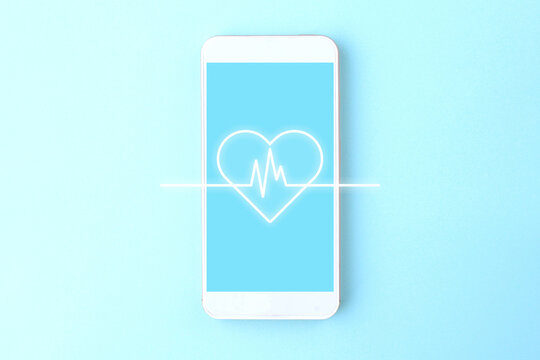 スマホとハートと心電図―スマホで健康管理や確認イメージ