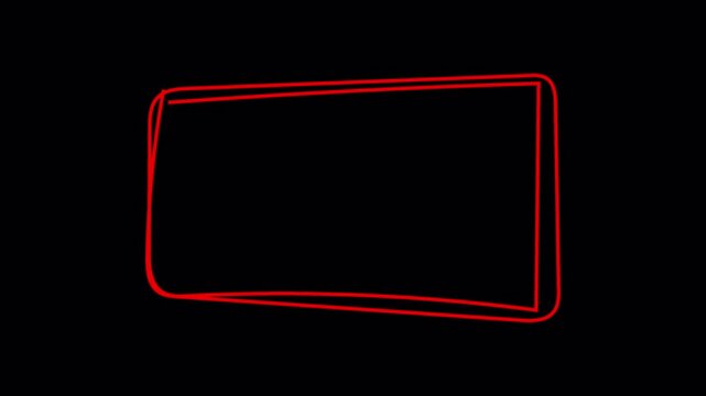 Hand drawn Red Rectangle Frame on Alpha Channel 4K Video