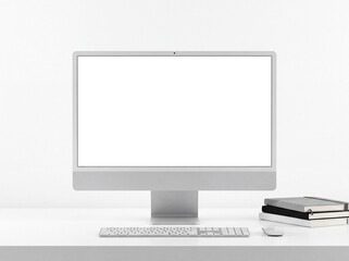 Fototapeta premium LCD Computer Monitor with Blank Screen Isolated on White Background for Desktop, Office, Business, Technology, Internet and Digital Display Concept