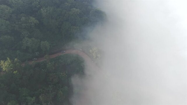 Aerial View of Misty Forest Hills in Lambasingi India