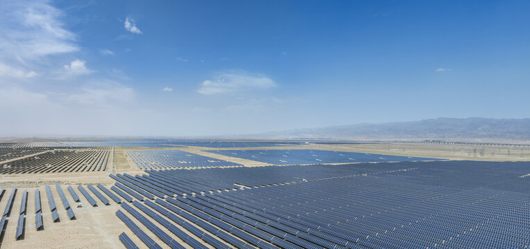Vast Solar Photovoltaic Power Plant in Jiayuguan Desert Landscape