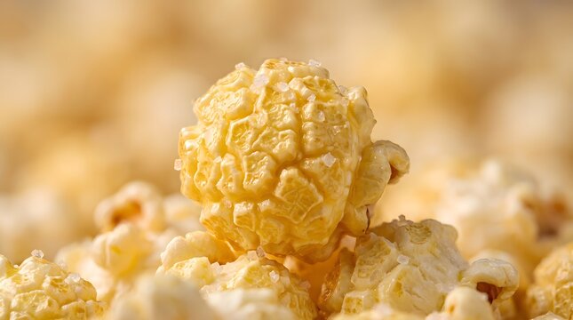 Close-up of fluffy caramel popcorn