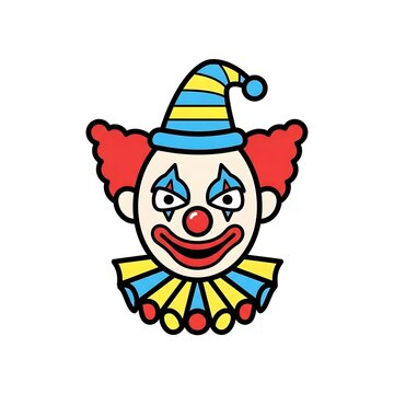 Sinister scary clown vector character with a creepy smiling face