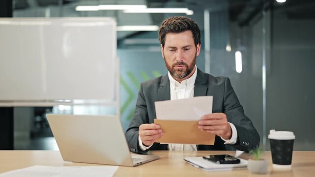Professional reacts to significant document. Emotions transition from initial curiosity to deep concern, then visible distress and frustration, reflecting unexpected, difficult revelation.