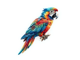 Obraz premium Colorful macaw parrot with red, blue and green plumage on a branch
