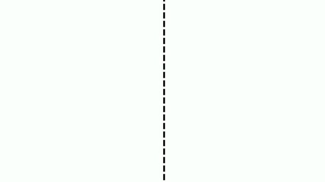 Animated airplane flying on dash line path on white background. Airplane icon down to up position with dash line trace from dash line represents air travel, aviation routes and global connectivity