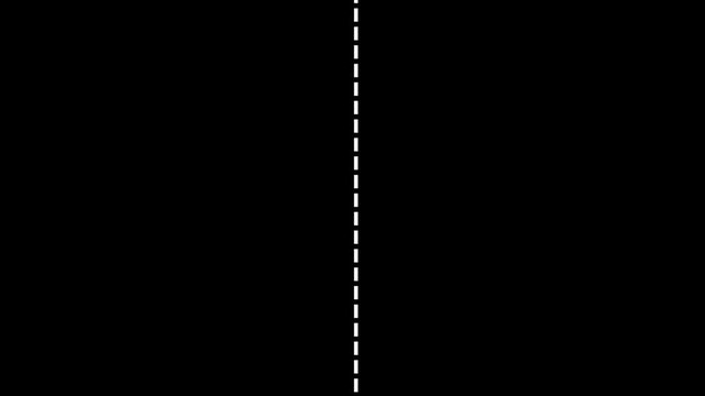 Animated airplane flying on dash line path on black background. Airplane icon down to up position with dash line trace from dash line represents air travel, aviation routes and global connectivity