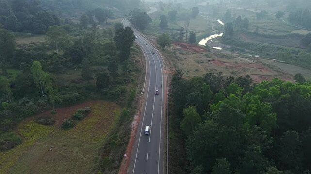 Aerial View of Mountain Road in Araku Valley Andhra Pradesh India