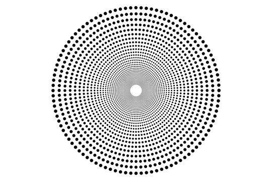 Concentric radial halftone dot circle pattern creating a circular vortex or tunnel effect.