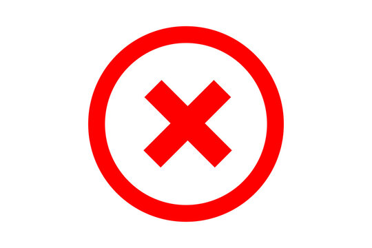 Red cross mark icon in circle on transparent background for error or rejection messaging.