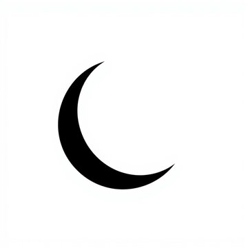 Crescent moon icon isolated on white background. Minimalist black lunar symbol for design and branding.