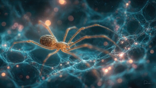 Spider in glowing web