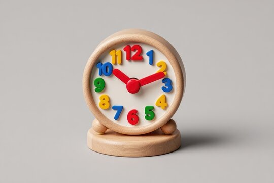 Wooden clock, colorful numbers