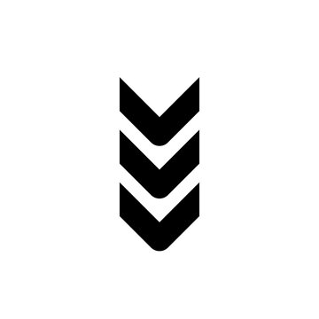 Triple downward arrow icon for navigation and scroll indicators