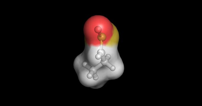 Thiopropanal S-oxide, chemical from cut onions, 3D molecule spinning, 4K