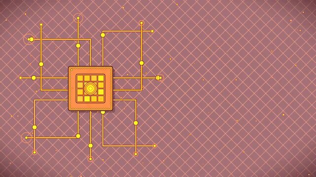 Abstract Pink Grid Microchip Processor Circuit Board Animation