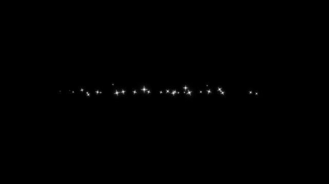 Twinkling glitter stars line animation on transparent background. Fast line glitter motion, white cartoon blinking stars, flat vector doodle sparkle shimmer particles motion. 