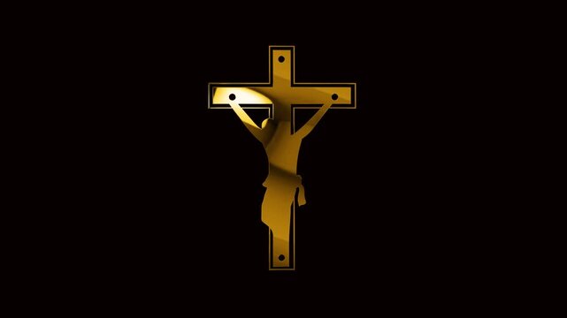 3d animation jesus christ on cross symbol on the green screen background