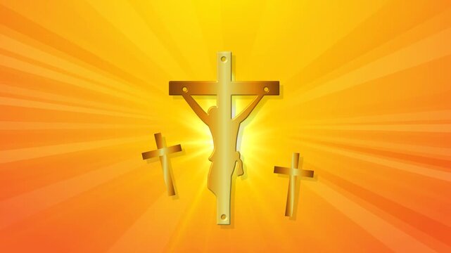 jesus christ cross with light effect on the green screen background
