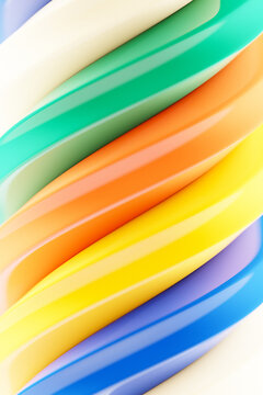 3D illustration   colorful  stripes in the form of wave waves, futuristic background.