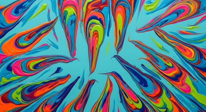 Vibrant liquid swirl pattern like colorful nails extensions art