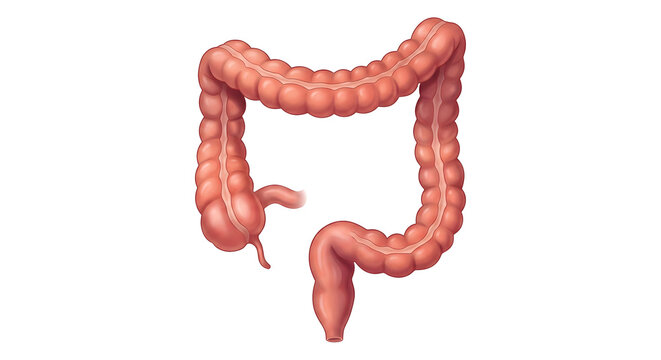 Realistic Human Large Intestine and Colon Anatomy Medical Illustration