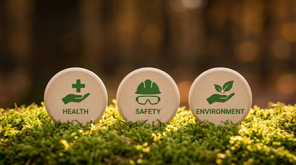 Fototapeta premium Compliance workplace health safety environment sustainability workplace health safety compliance. Risk management hazard prevention. emergency security protection, policy regulation inspecting