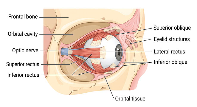 Human Eye Extraocular Muscles and Orbital Anatomy Medical Illustration