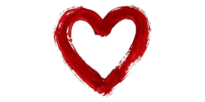 Hand drawn red heart shape with thick brush strokes and distressed texture.
