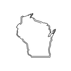 Wisconsin map outline in a minimalist continuous line style © Idooo