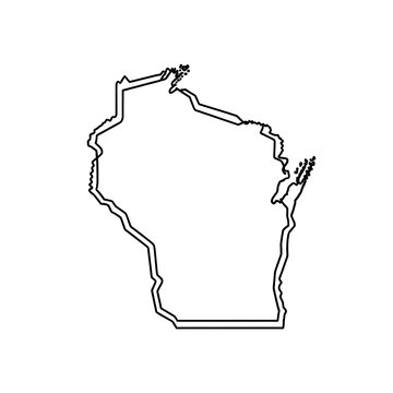 Simple wisconsin map outline icon on white background