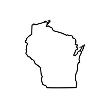Minimalist wisconsin map outline on a clean white background